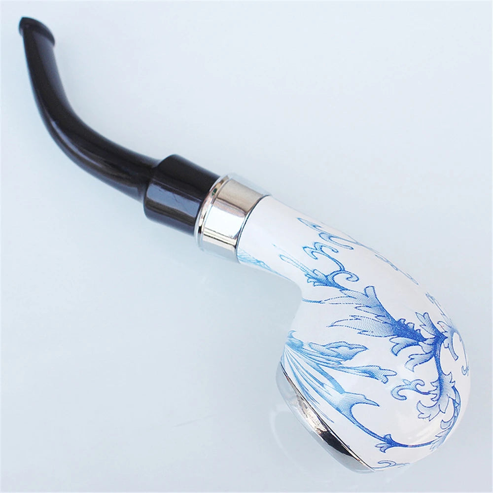 Pipa in Ceramica Stile Acquarello – Bocchino in Legno, Design Retrò