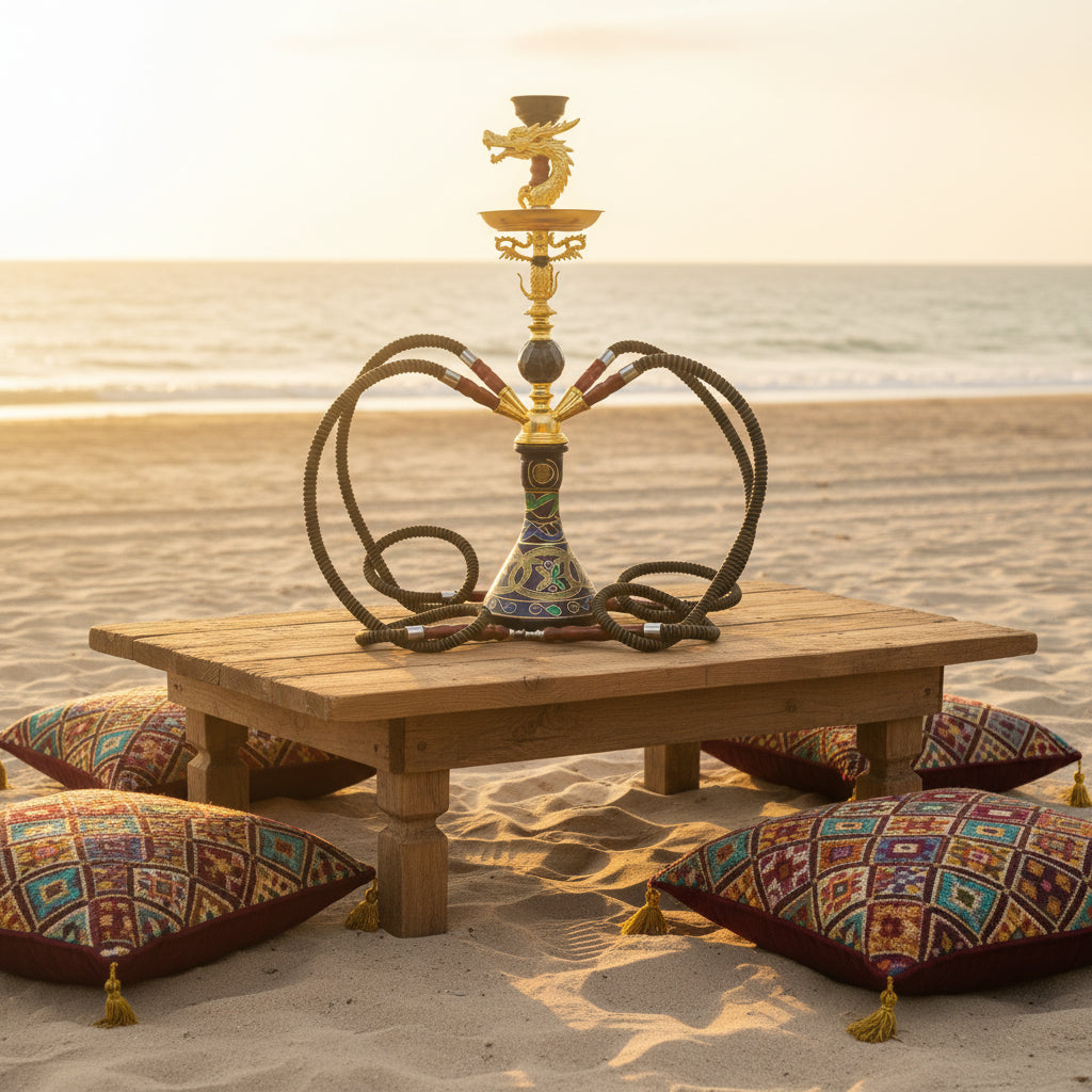 Narghilè Arabo Completo – Design Ali d'Aquila, 4 Tubi e Tubo in Vetro +18