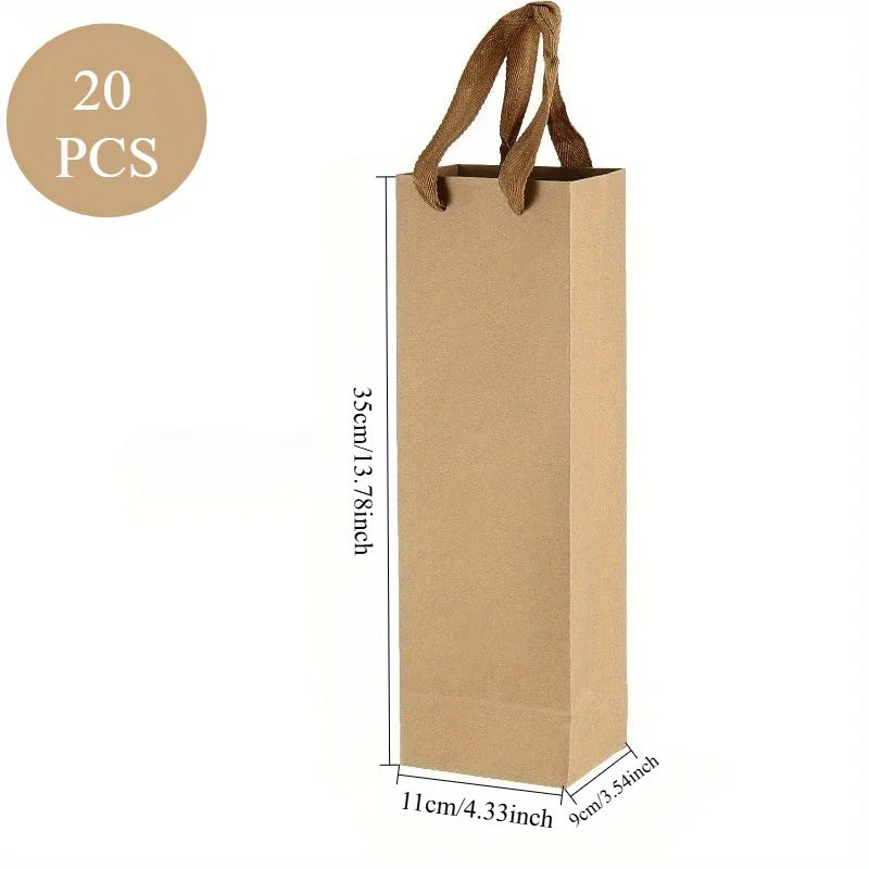Shopper Regalo Vino in Carta Kraft con Cordino | Base Rinforzata – Matrimoni, Feste, Champagne, Whisky