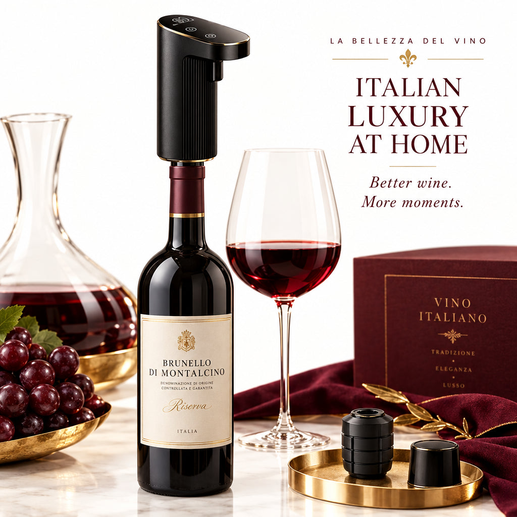 Decanter Elettrico per Vino e Whisky — Aeratore Automatico USB con 3 Tappi