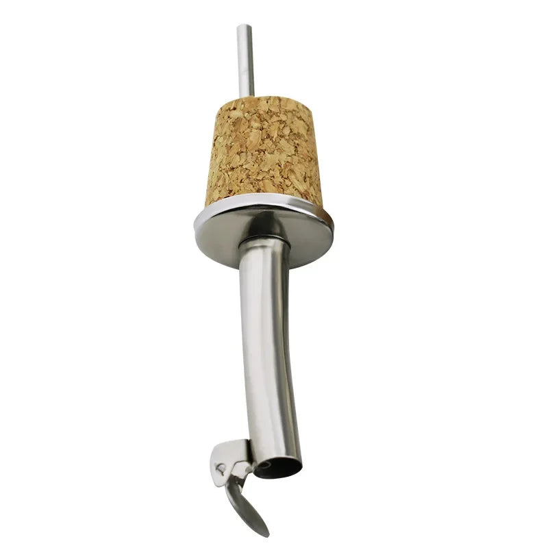 Versatore in Acciaio Inox con Tappo in Sughero – Beccuccio per Vino, Olio e Aceto
