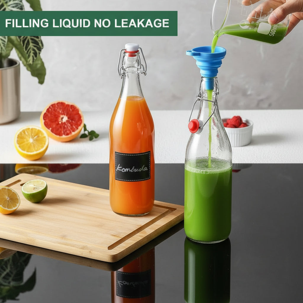 Bottiglie di Vetro da 1L per Fermentazione — Chiusura Ermetica EliteHMX