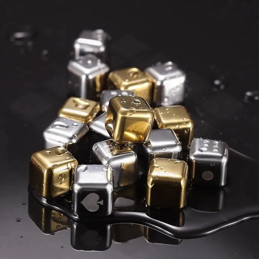 Cubetti di Ghiaccio Riutilizzabili in Acciaio Inox 304 – Set con Scatola | Stivale DiVino