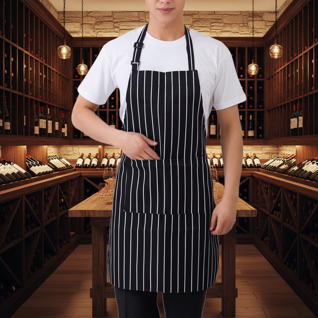 Grembiule da Sommelier – Nero, Regolabile con Tasca