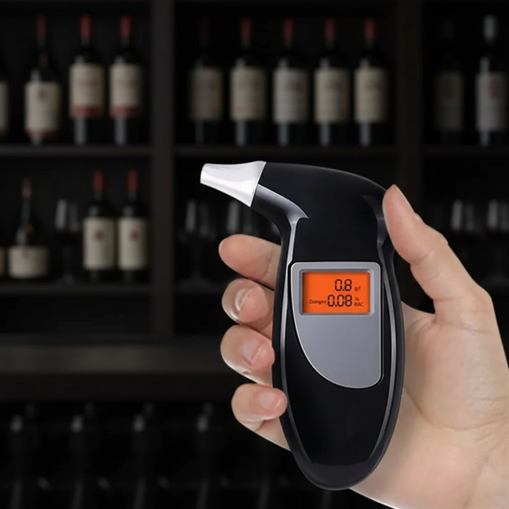 Etilometro Digitale Portatile con Display LCD – Analizzatore di Alcol con 10 Bocchette