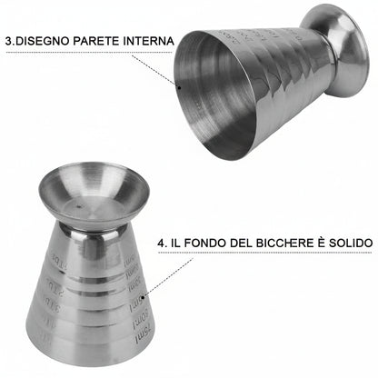 Jigger Misurino in Acciaio Inox 75ml – Tripla Scala oz / ml / cucchiai
