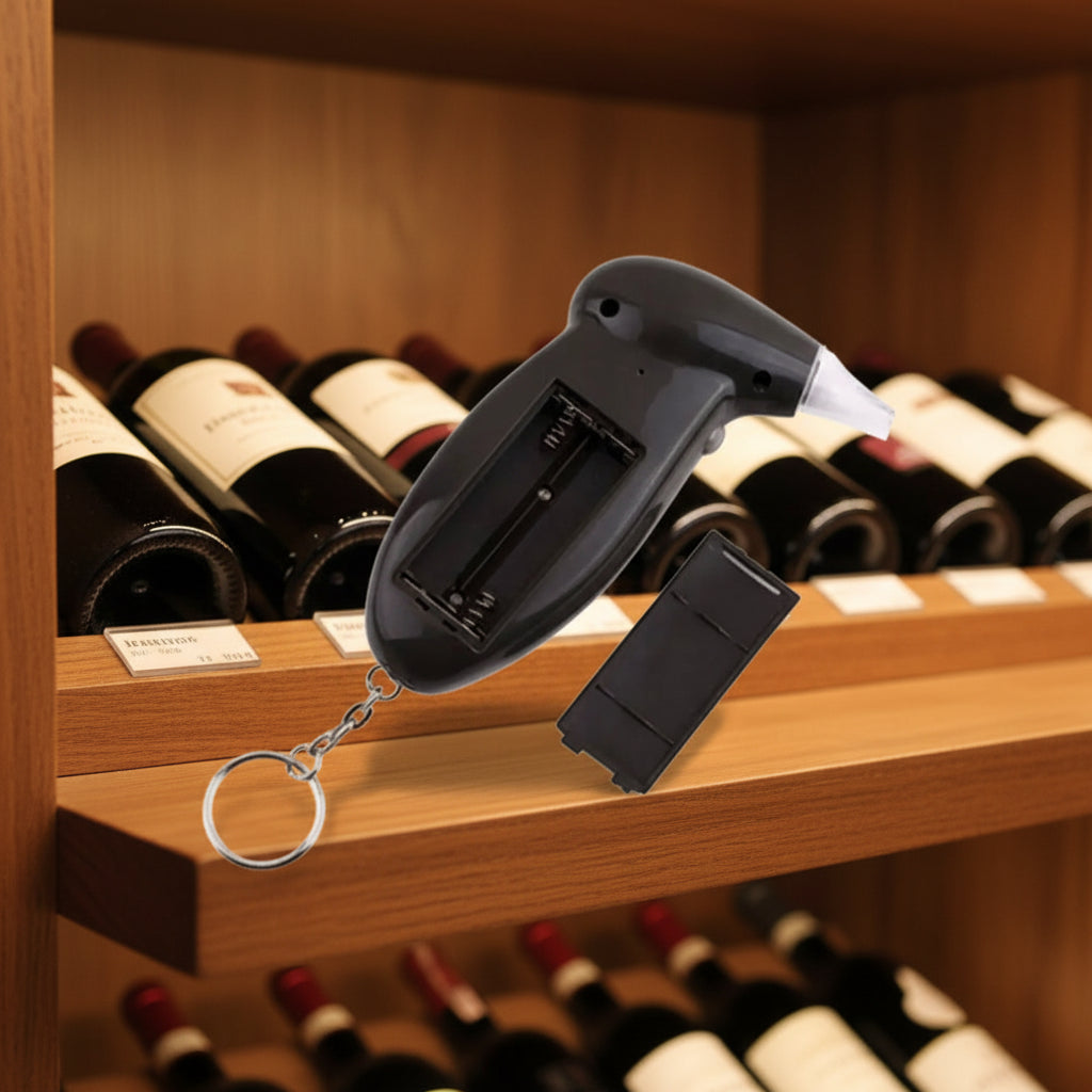 Etilometro Digitale Portatile con Display LCD – Analizzatore di Alcol con 10 Bocchette