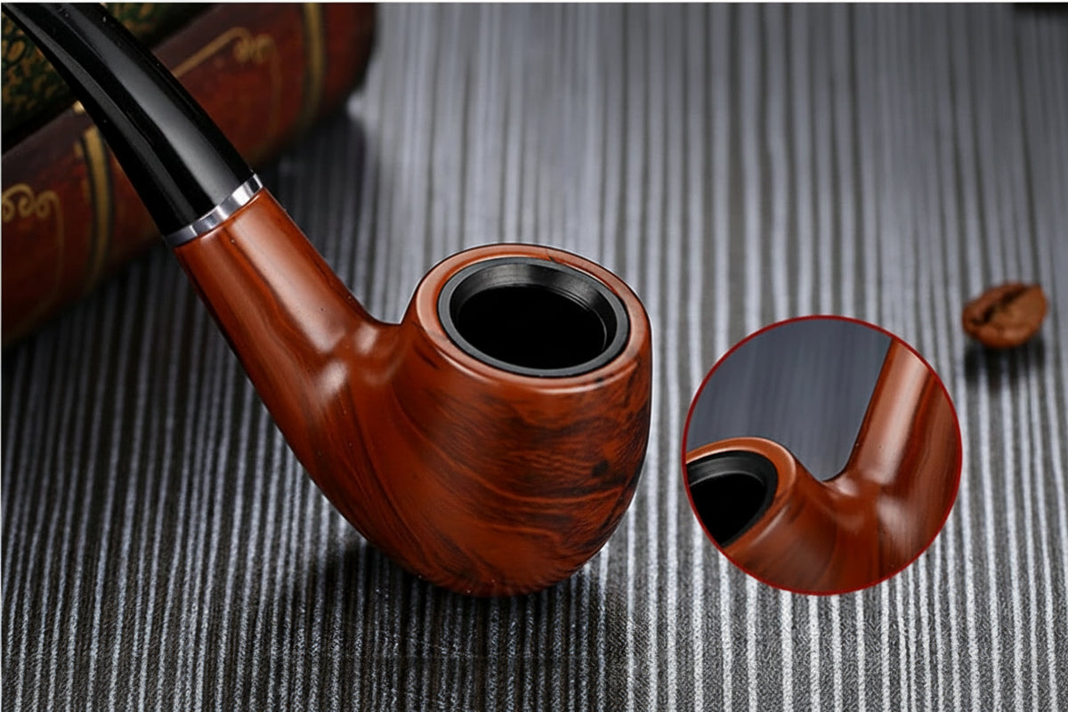 Pipa in Legno e Resina — Filtro Circolare per Tabacco e Sigaro