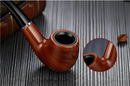 Pipa in Legno e Resina — Filtro Circolare per Tabacco e Sigaro