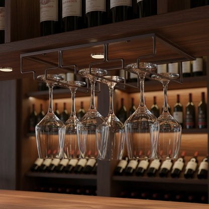Portabicchieri da Vino Sottopensile in Metallo – 3 File, 9 Bicchieri
