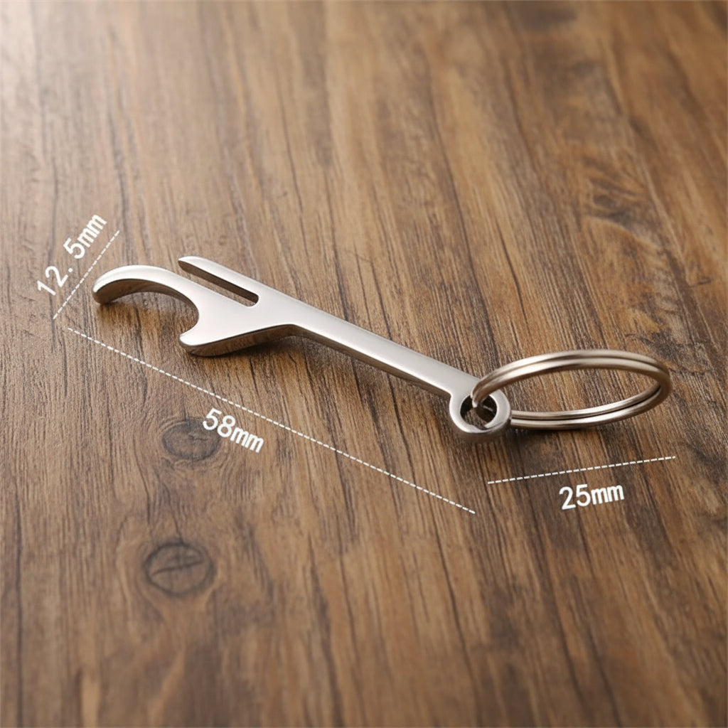 Apribottiglie per vino in acciaio inossidabile, apribottiglie per birra con portachiavi, mini apribottiglie in metallo, leggero e multifunzionale, regalo per uomo.