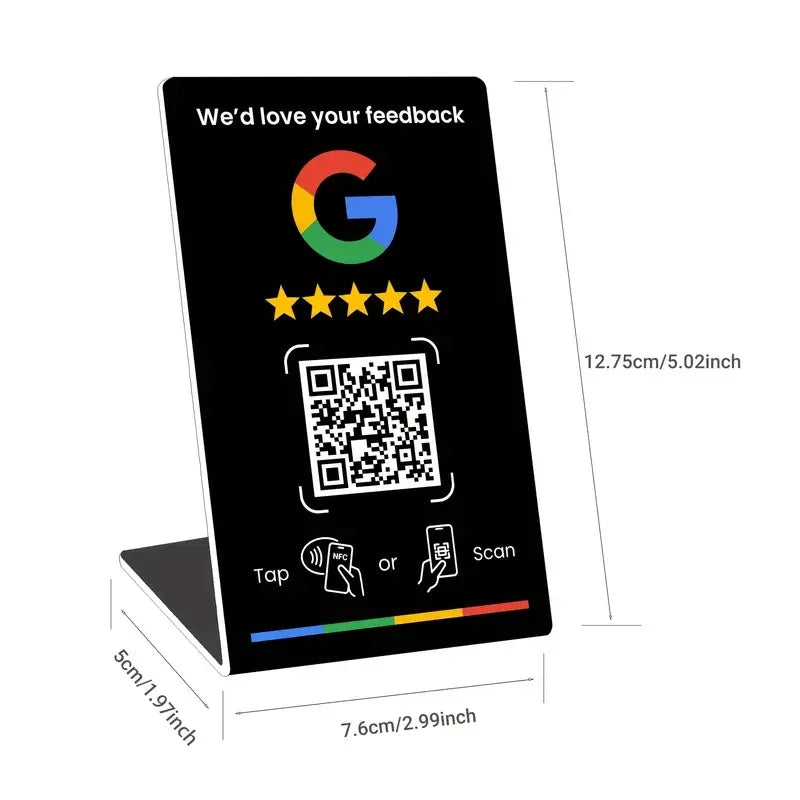 Espositore da tavolo NFC e QR per recensioni Google