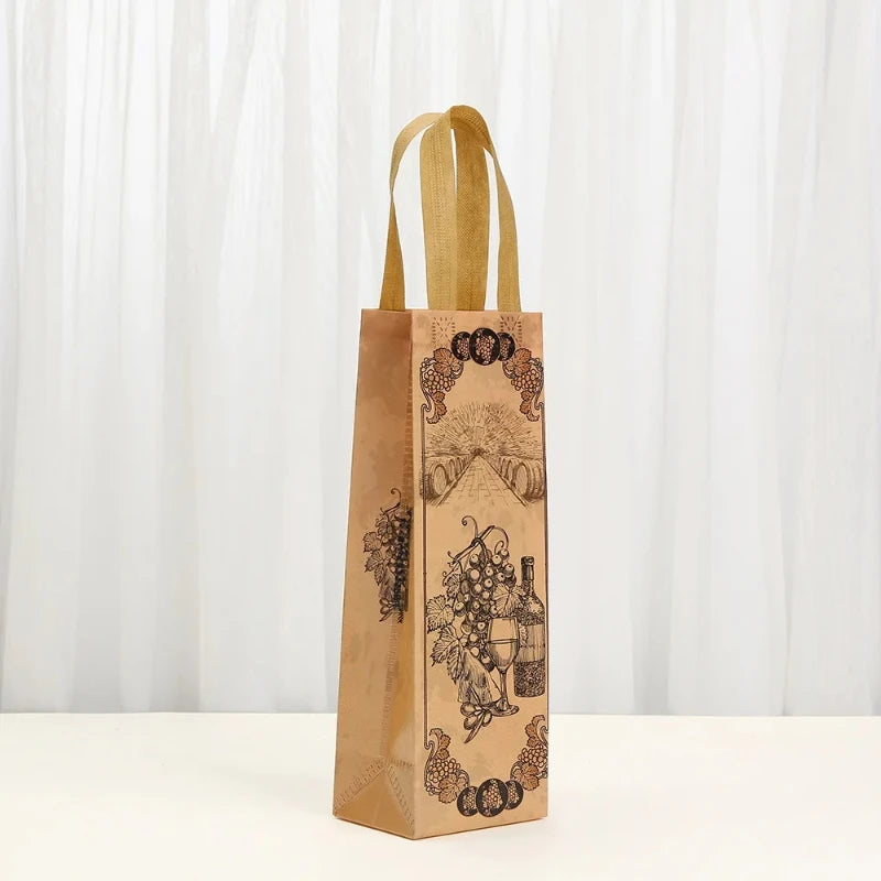 Sacchetti Regalo per Bottiglie di Vino Vintage | Set da 4, 8 o 12 pz – Non Tessuto