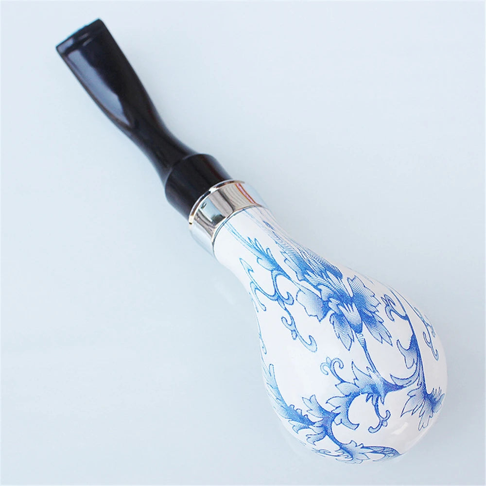 Pipa in Ceramica Stile Acquarello – Bocchino in Legno, Design Retrò