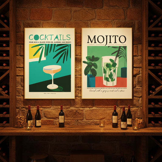 Poster Cocktail Bar — Stampa su Tela | Mojito, Aperol Spritz, Negroni, Sangria