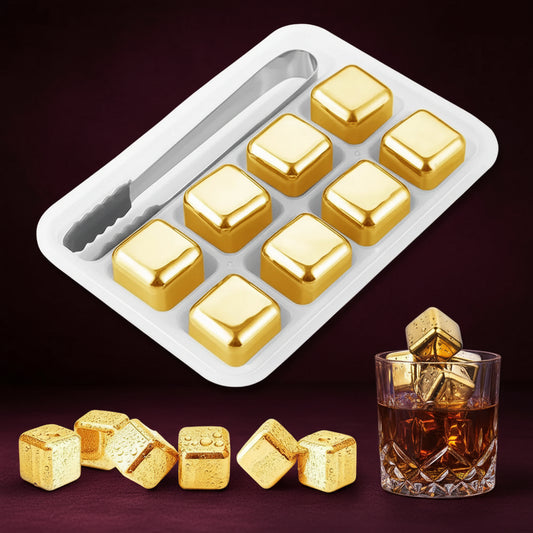 Cubetti di Ghiaccio Riutilizzabili in Acciaio Inox 304 – Set con Scatola | Stivale DiVino