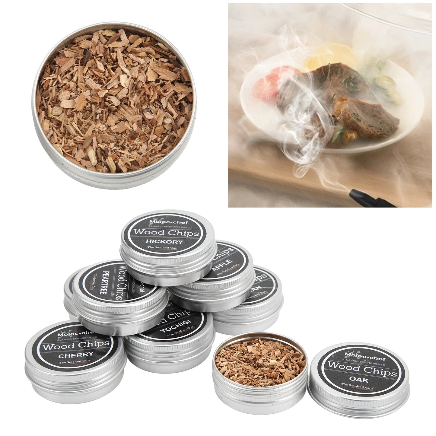 Kit Affumicatore Cocktail – 8 Tipi di Trucioli di Legno per Whiskey e Drink