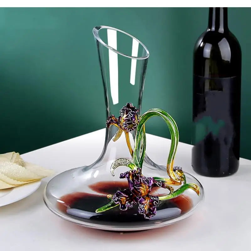 Set Decanter e Calici in Vetro con Smalto Colorato — Eleganza da Tavola