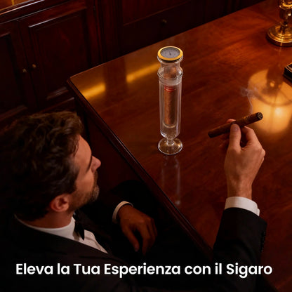 Portasigaro in Vetro Borosilicato con Igrometro e Diffusore di Aroma — Humidor Tube