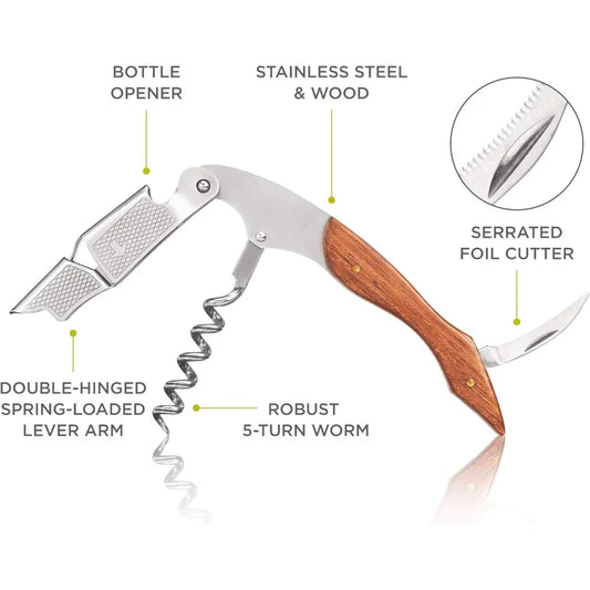 Apribottiglie a Doppia Leva Assistita — Utensile Professionale per Camerieri e Barman