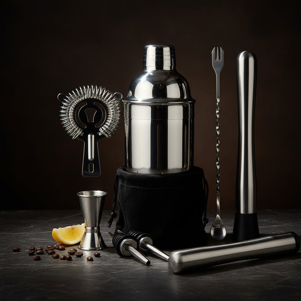 Set Shaker per Cocktail in Acciaio Inossidabile – Kit da Barman 6/7/10 Pezzi con Borsa