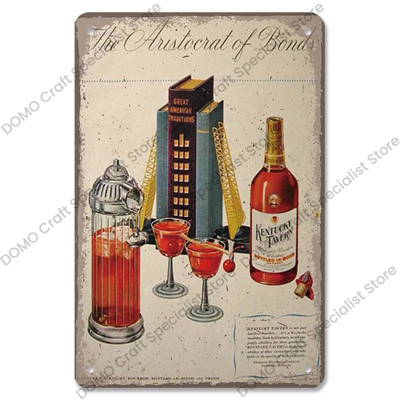 Poster in Metallo Vintage Vino Rosso – Decorazione Murale per Bar e Casa