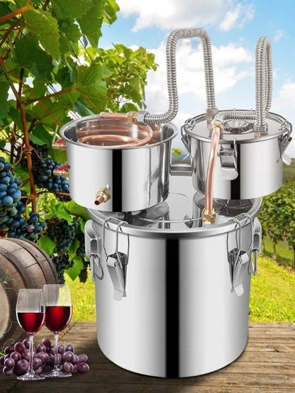 Distillatore in Acciaio Inox per Alcolici – 12L, 20L, 30L, 50L | Alambicco Professionale per Whisky, Brandy e Distillati