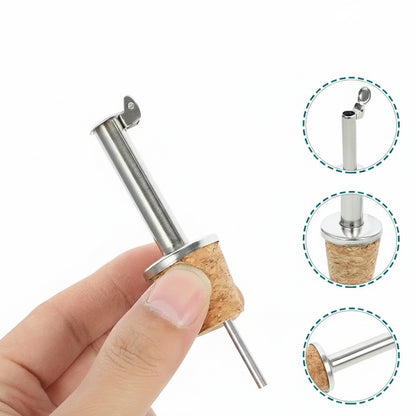 Versatore in Acciaio Inox con Tappo in Sughero – Beccuccio per Vino, Olio e Aceto