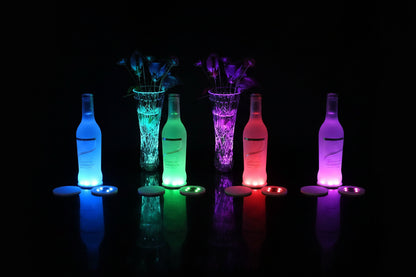 Sottobicchieri LED Luminosi per Cocktail – 3 Modalità, Batteria Inclusa, per Bar e Party