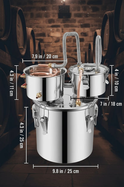 Distillatore in Acciaio Inox per Alcolici – 12L, 20L, 30L, 50L | Alambicco Professionale per Whisky, Brandy e Distillati