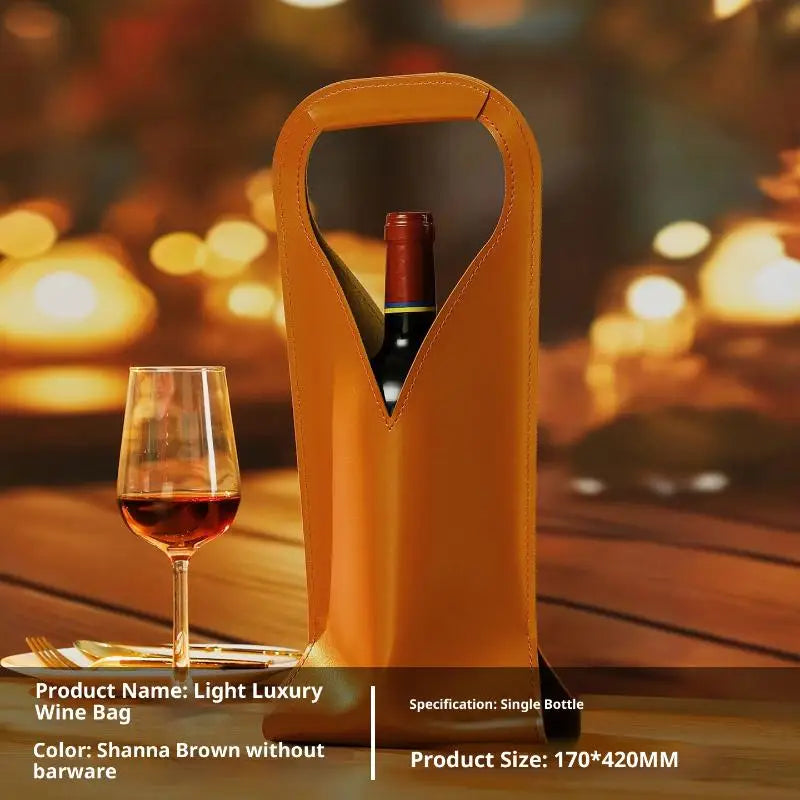 Stabile Geschenkbeutel für Flaschen — Vintage-Umhängetasche aus Kunstleder für Wein