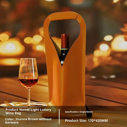 Stabile Geschenkbeutel für Flaschen — Vintage-Umhängetasche aus Kunstleder für Wein