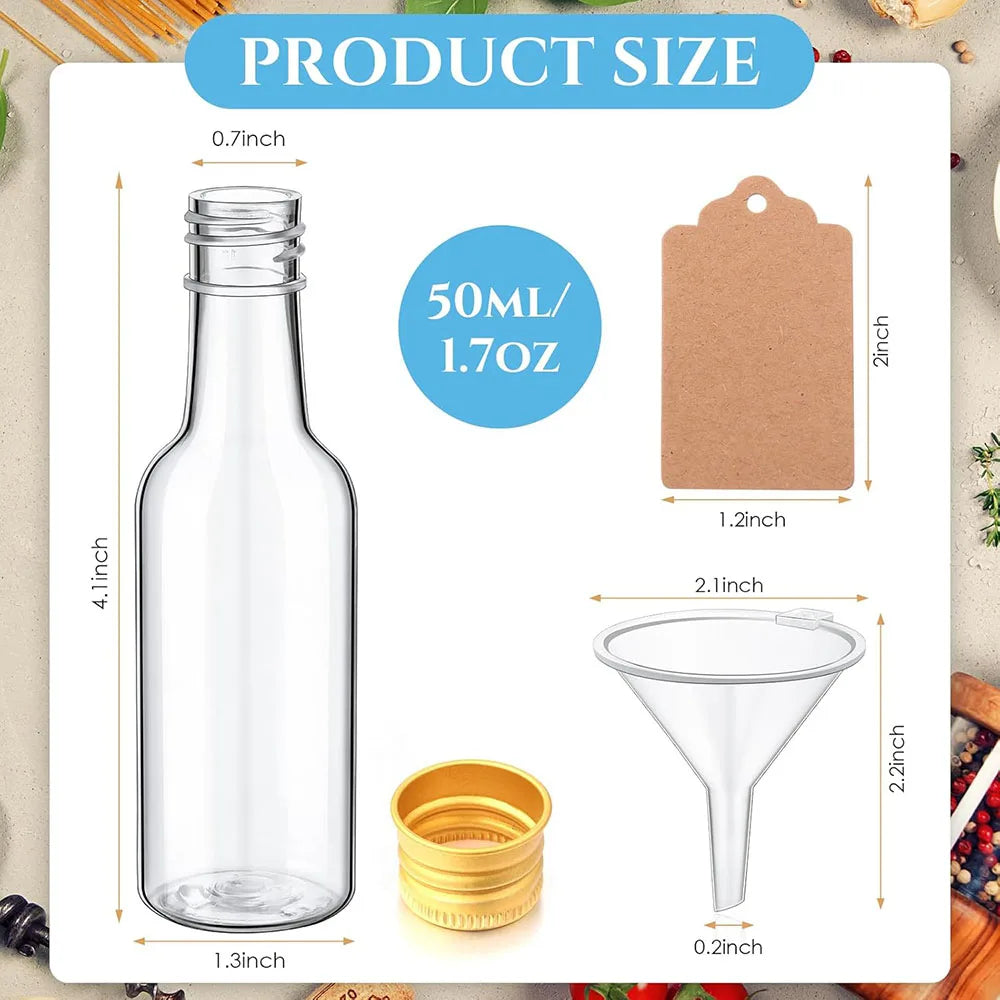 Mini bottigliette per liquori in plastica con tappi neri/argento/oro