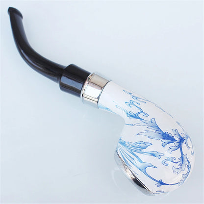 Pipa in Ceramica Stile Acquarello – Bocchino in Legno, Design Retrò