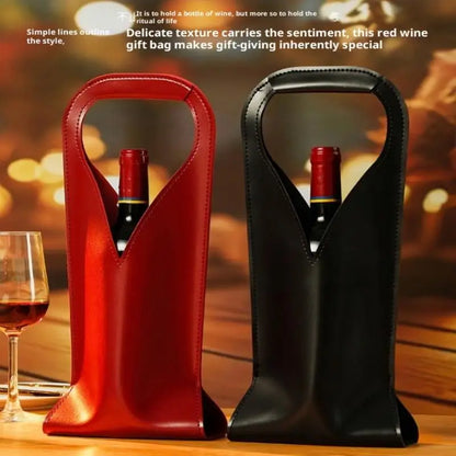 Stabile Geschenkbeutel für Flaschen — Vintage-Umhängetasche aus Kunstleder für Wein