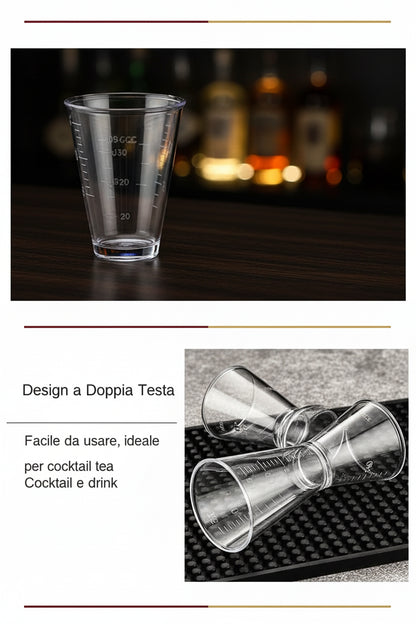 Jigger Dosatore per Cocktail – Misurino in Plastica Trasparente 10-20cc / 20-40cc