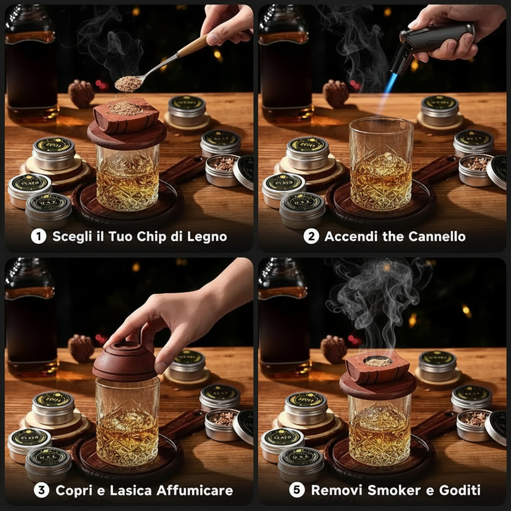 Affumicatore per Whisky e Cocktail | Infusore in Legno a Forma di Botte