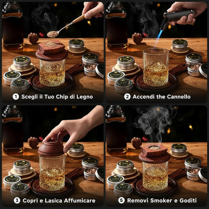 Affumicatore per Whisky e Cocktail | Infusore in Legno a Forma di Botte