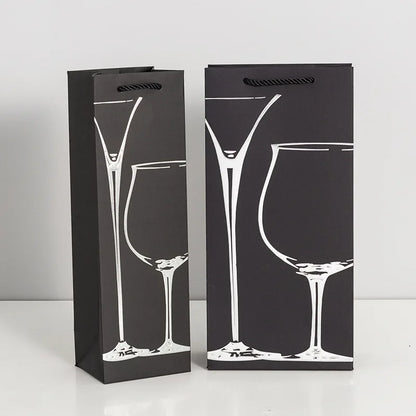 Borsa Regalo per Vino e Champagne in Cartoncino Nero, 10 Pezzi