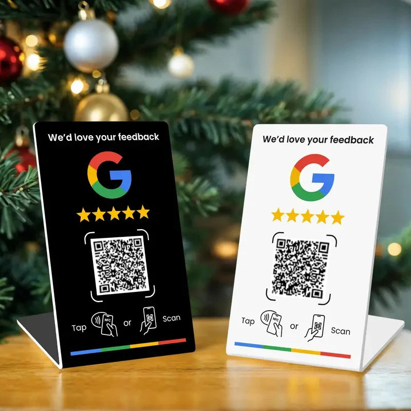 Espositore da tavolo NFC e QR per recensioni Google