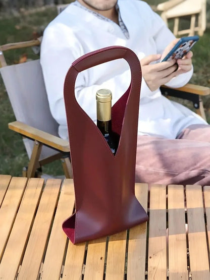 Stabile Geschenkbeutel für Flaschen — Vintage-Umhängetasche aus Kunstleder für Wein