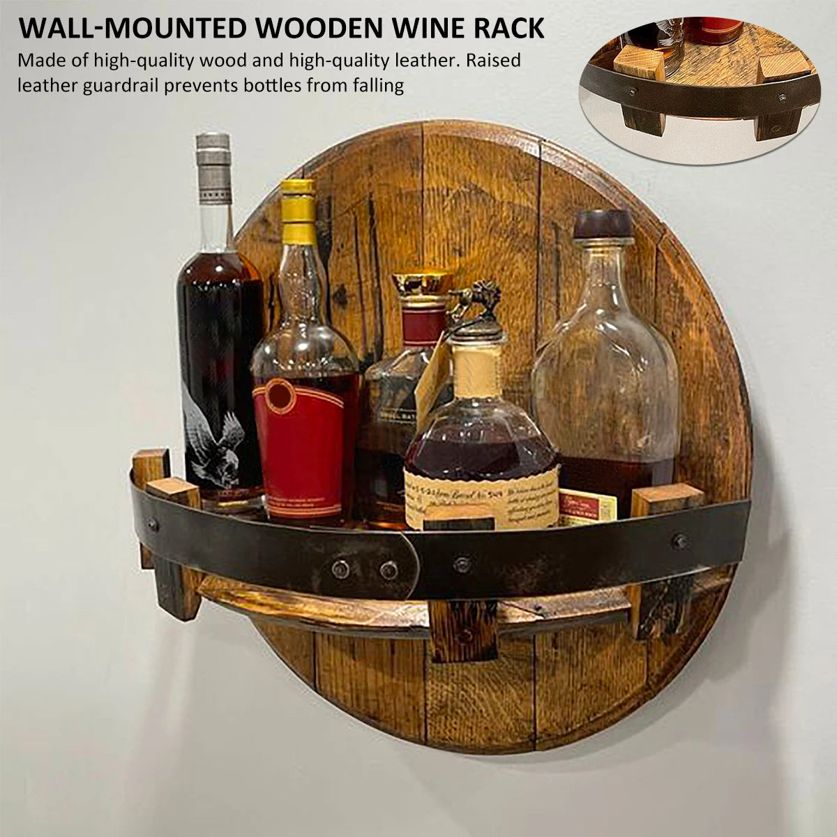 Portabottiglie da Parete in Legno — Espositore Vino Murale per Casa e Cantina