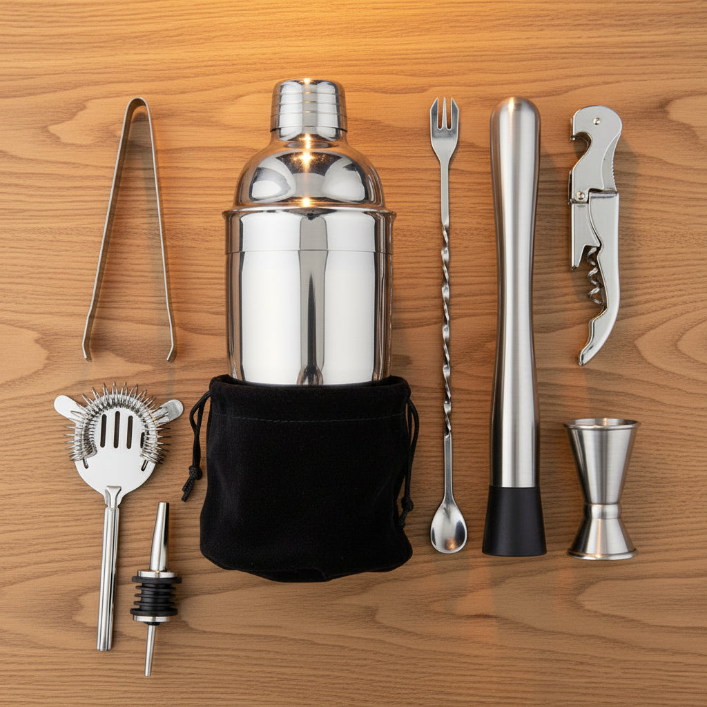 Set Shaker per Cocktail in Acciaio Inossidabile – Kit da Barman 6/7/10 Pezzi con Borsa