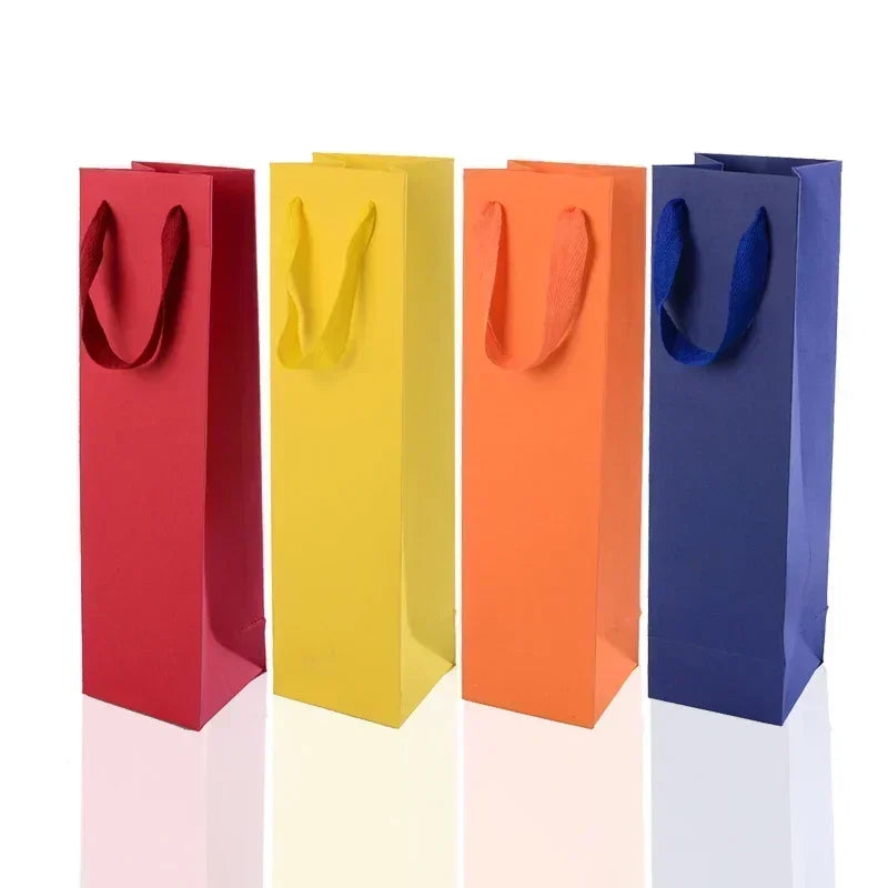 Sacchetti in Carta Kraft per Bottiglia di Vino con Manico | 15 Colori | Set da 10 pz