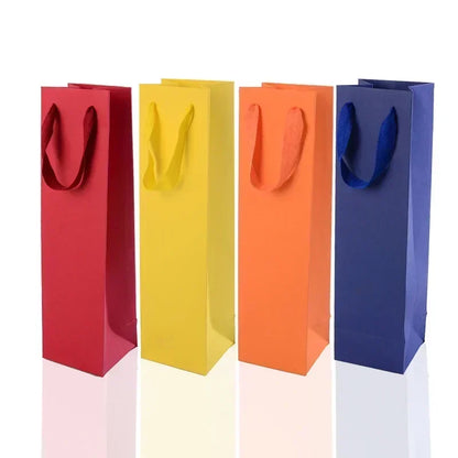 Sacchetti in Carta Kraft per Bottiglia di Vino con Manico | 15 Colori | Set da 10 pz