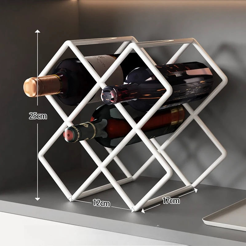 Mobile Portabottiglie Geometrico a Rombi — Griglia in Ferro Verniciato per Vino
