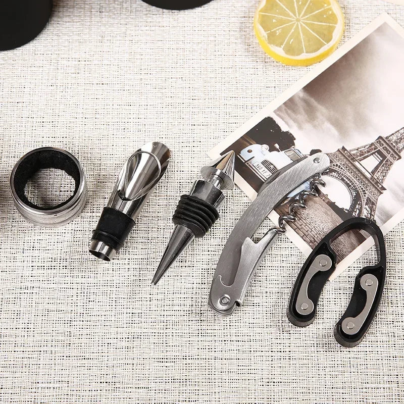Weinaccessoires-Set mit professionellem Korkenzieher und Tropfring — Essentielles Kit