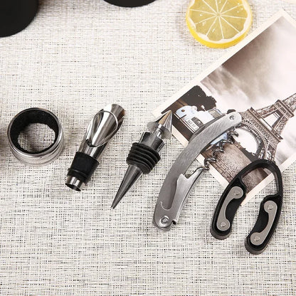 Weinaccessoires-Set mit professionellem Korkenzieher und Tropfring — Essentielles Kit