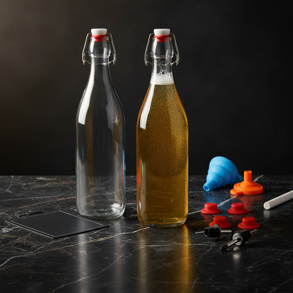 Bottiglie di Vetro da 1L per Fermentazione — Chiusura Ermetica EliteHMX