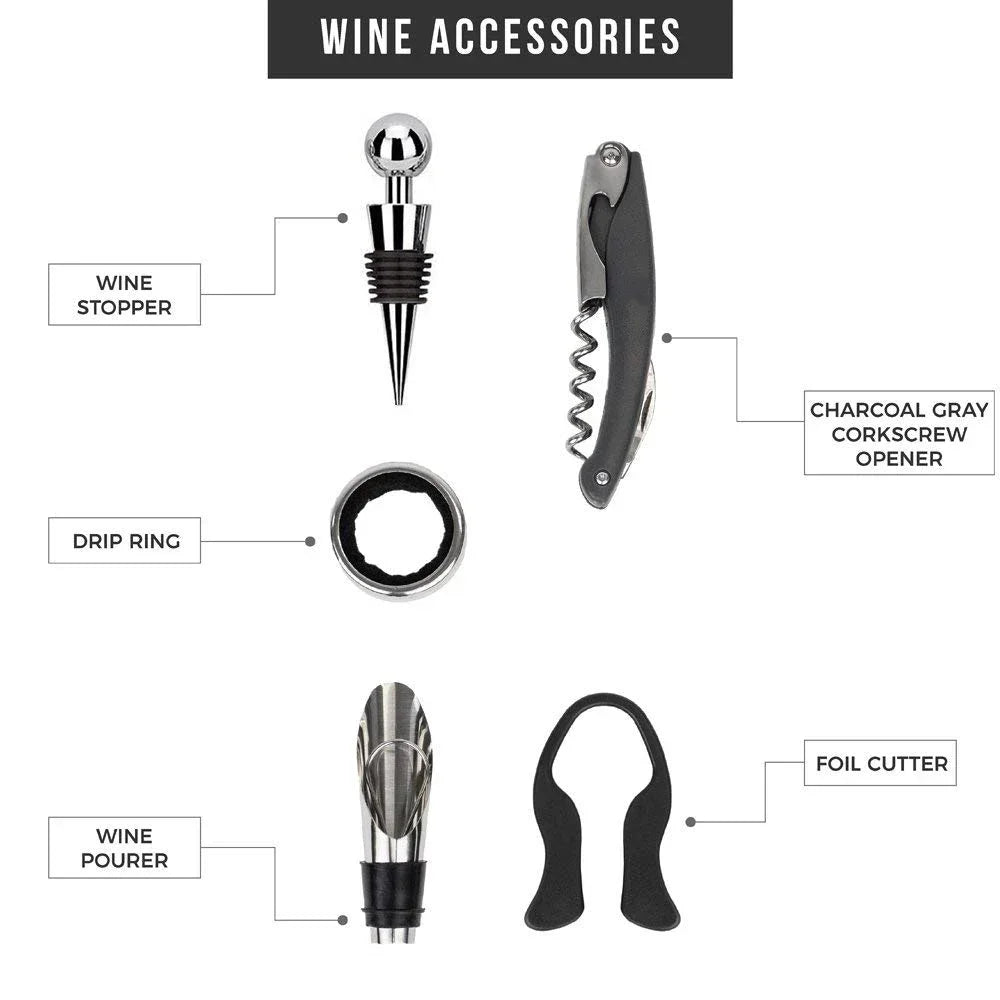 Weinaccessoires-Set mit professionellem Korkenzieher und Tropfring — Essentielles Kit